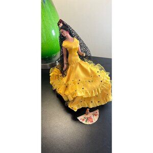 Vtg 1965 Hand Signed Doll Spanish Marin Chiclana With Fan Doll Flamenco Dance